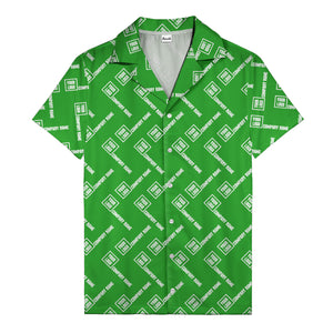 custom logo & company name repeat black hawaiian shirt for men