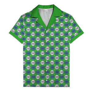 custom logo diamond grid pattern hawaiian shirt for men