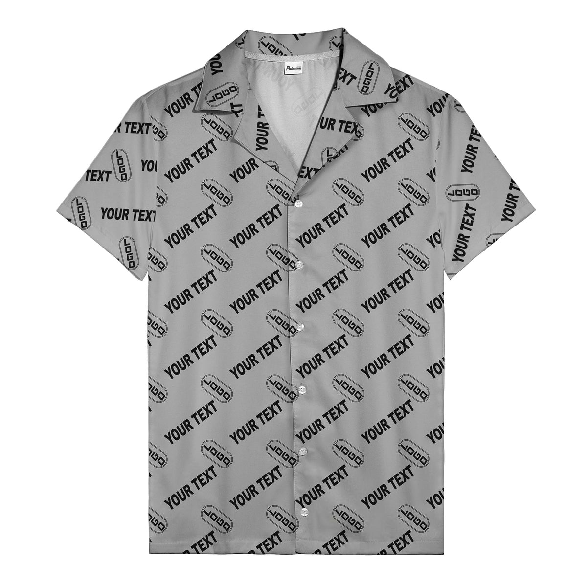 custom logo & editable text repeat pattern black hawaiian shirt