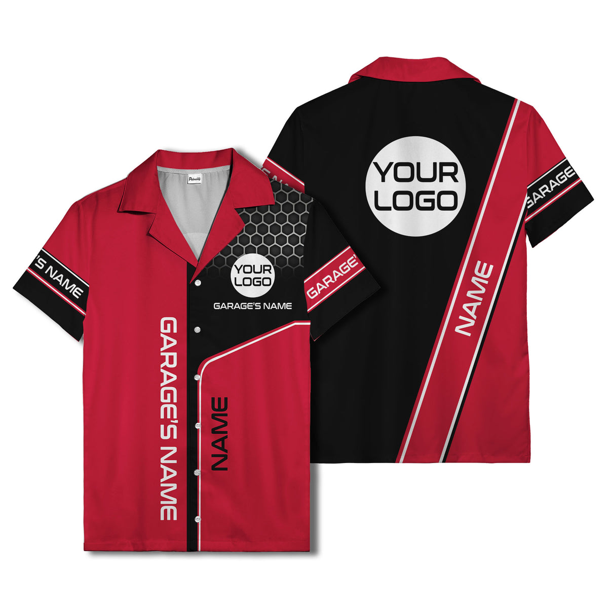 custom logo hexagonal honeycomb automotive hawaiian shirt for men