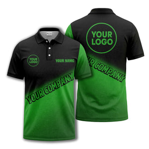 custom logo & name black white gradient corporate polo shirt