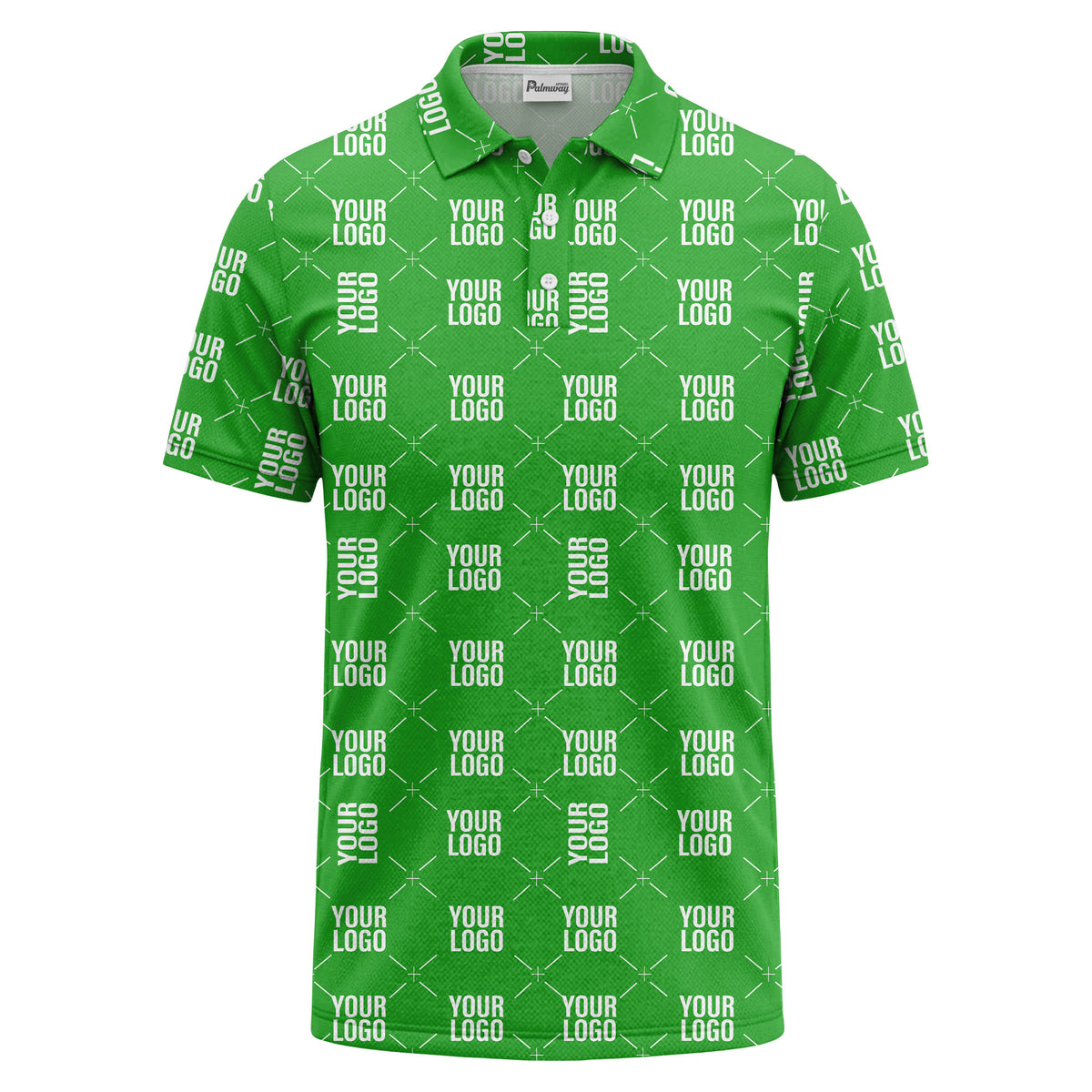 custom logo repeat diamond grid black white polo shirt