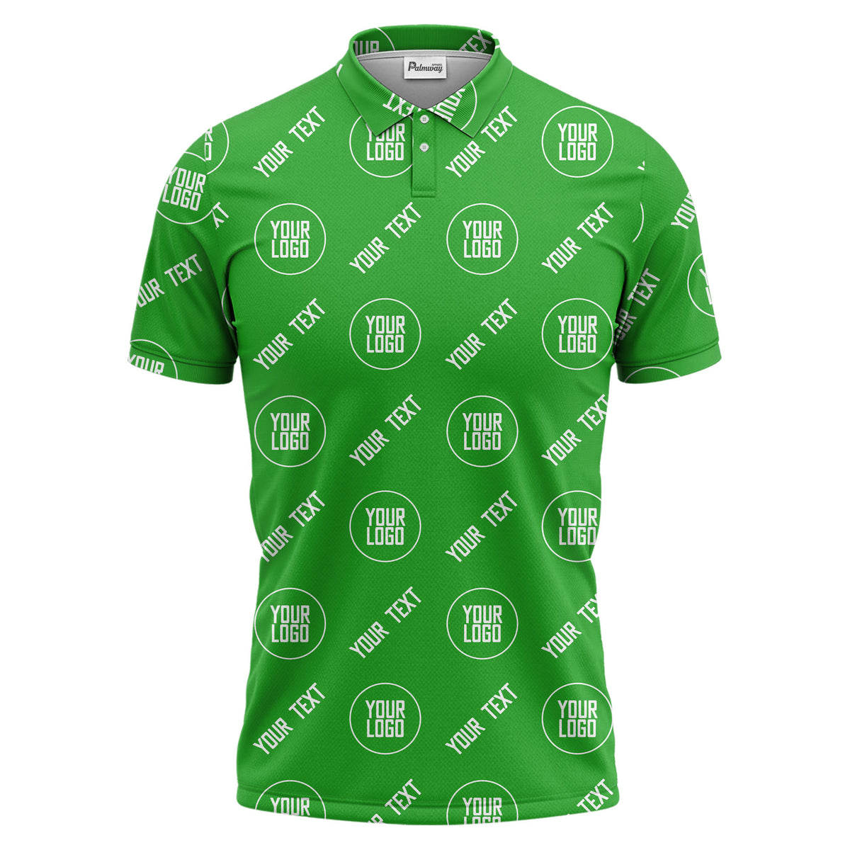 custom logo & text repeat pattern black personalized polo shirt for men