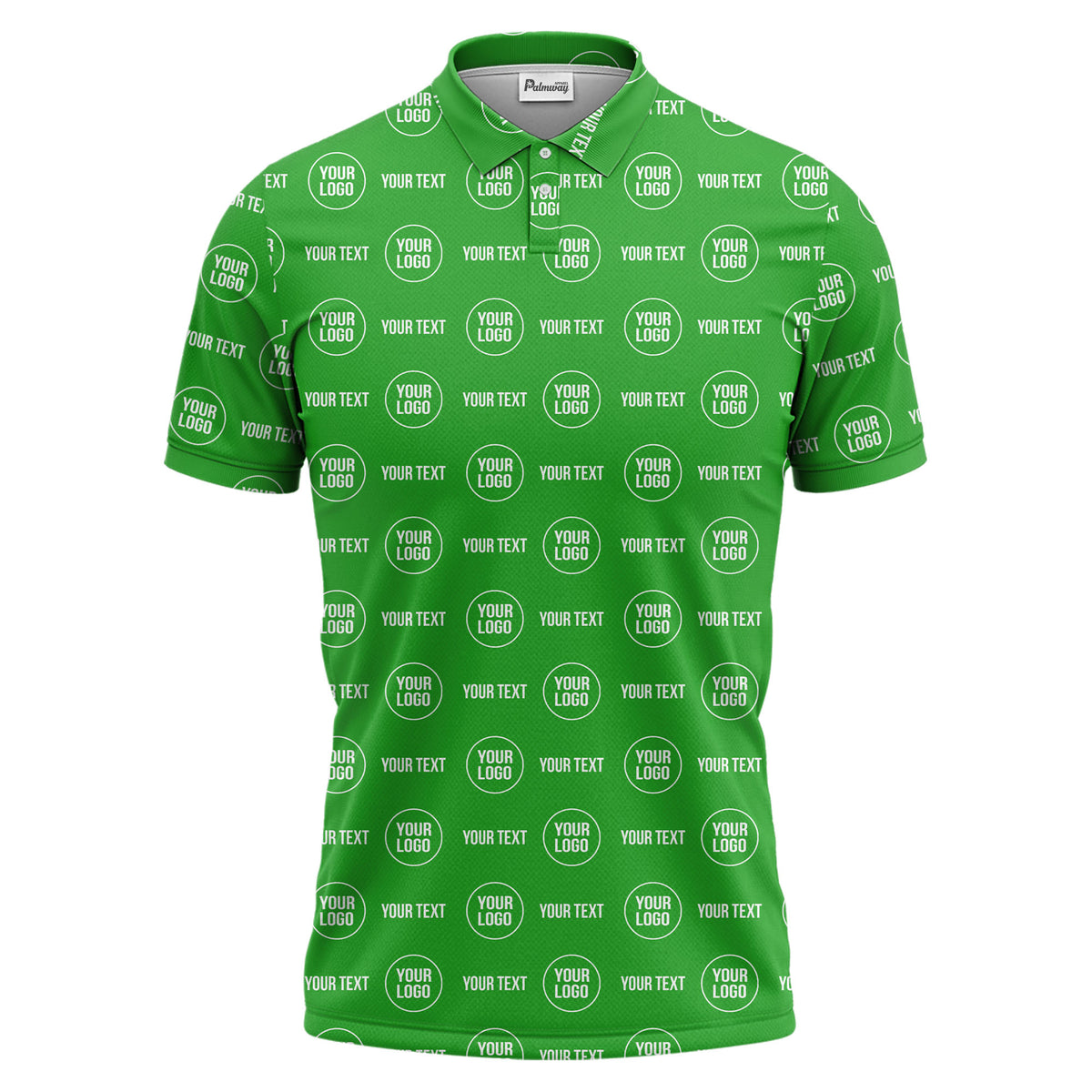 custom logo & text repeat pattern black polo shirt for men