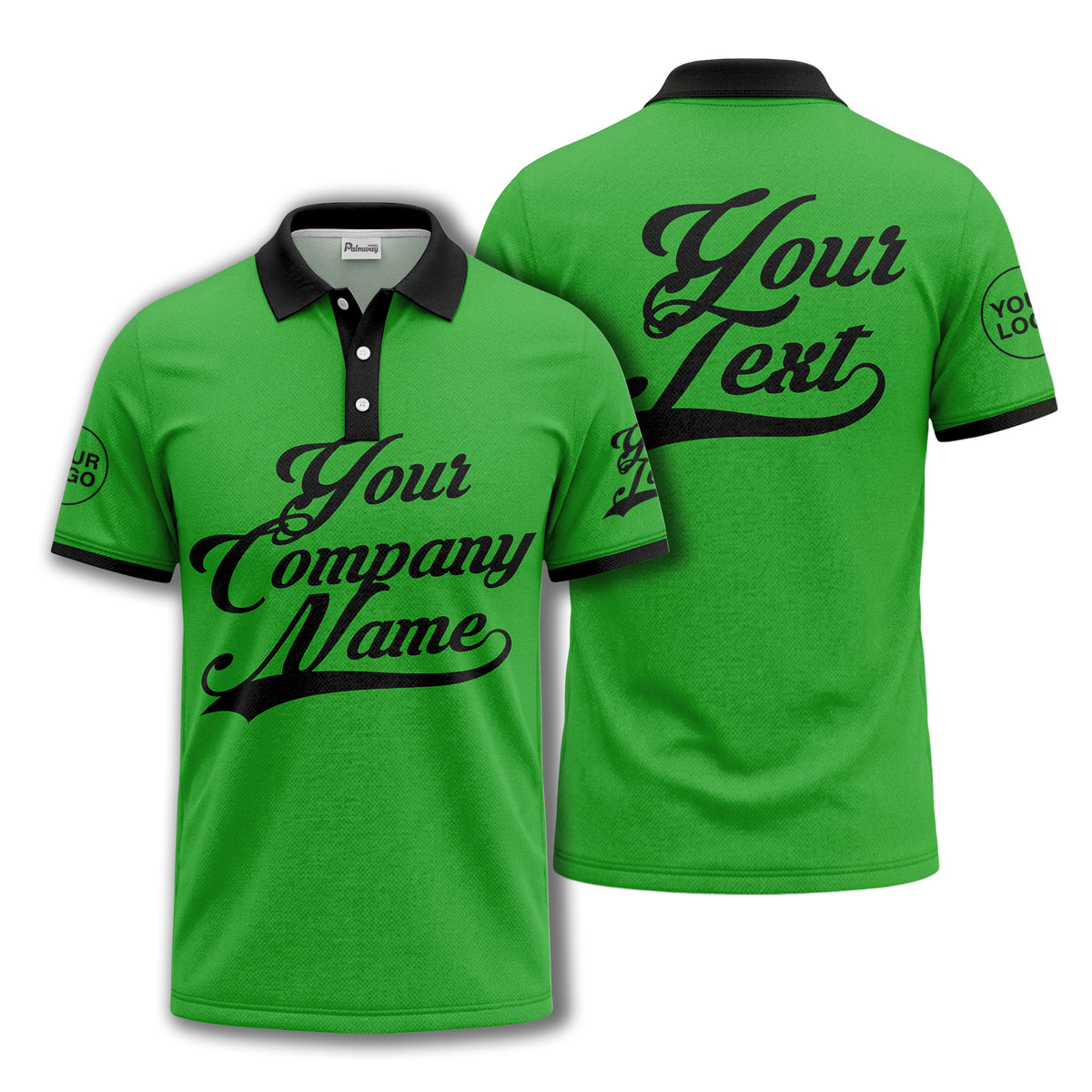 custom script logo corporate casual polo shirt for men