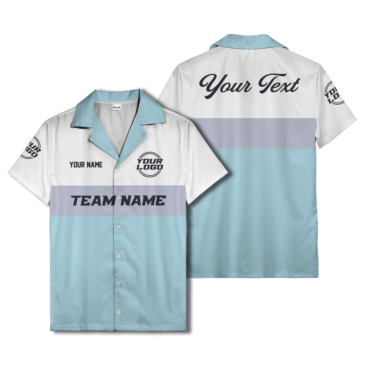 custom team logo & name bowling hawaiian shirt