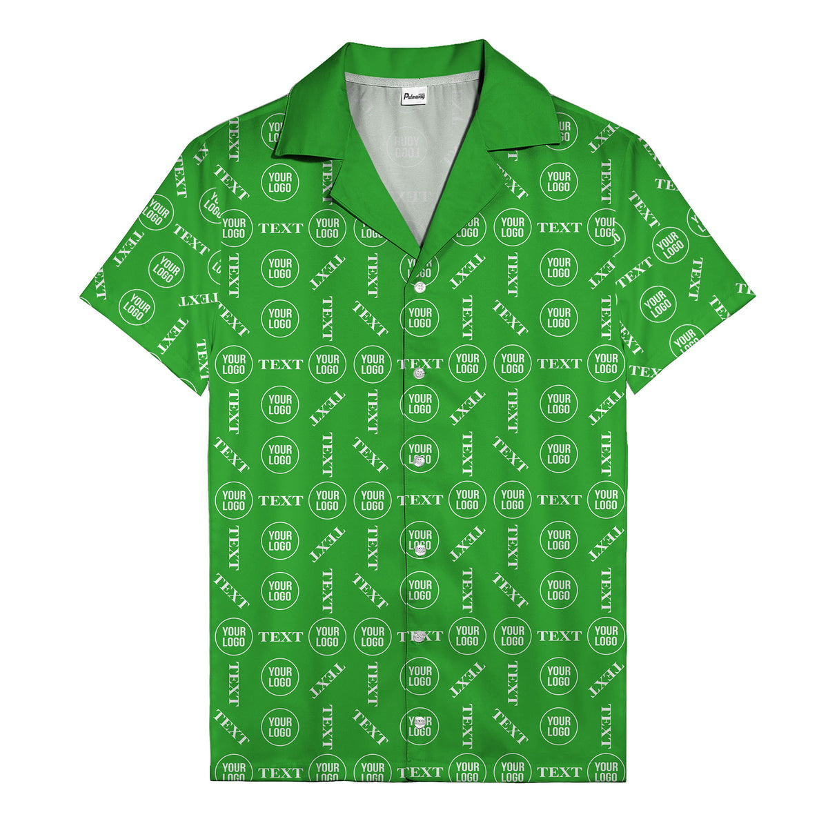 custom text & logo repeat pattern hawaiian shirt