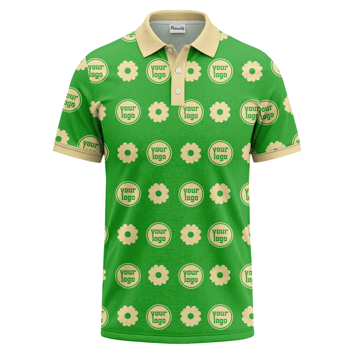customizable daisy & monogram repeat pattern polo shirt