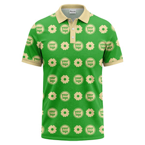 customizable daisy & monogram repeat pattern polo shirt