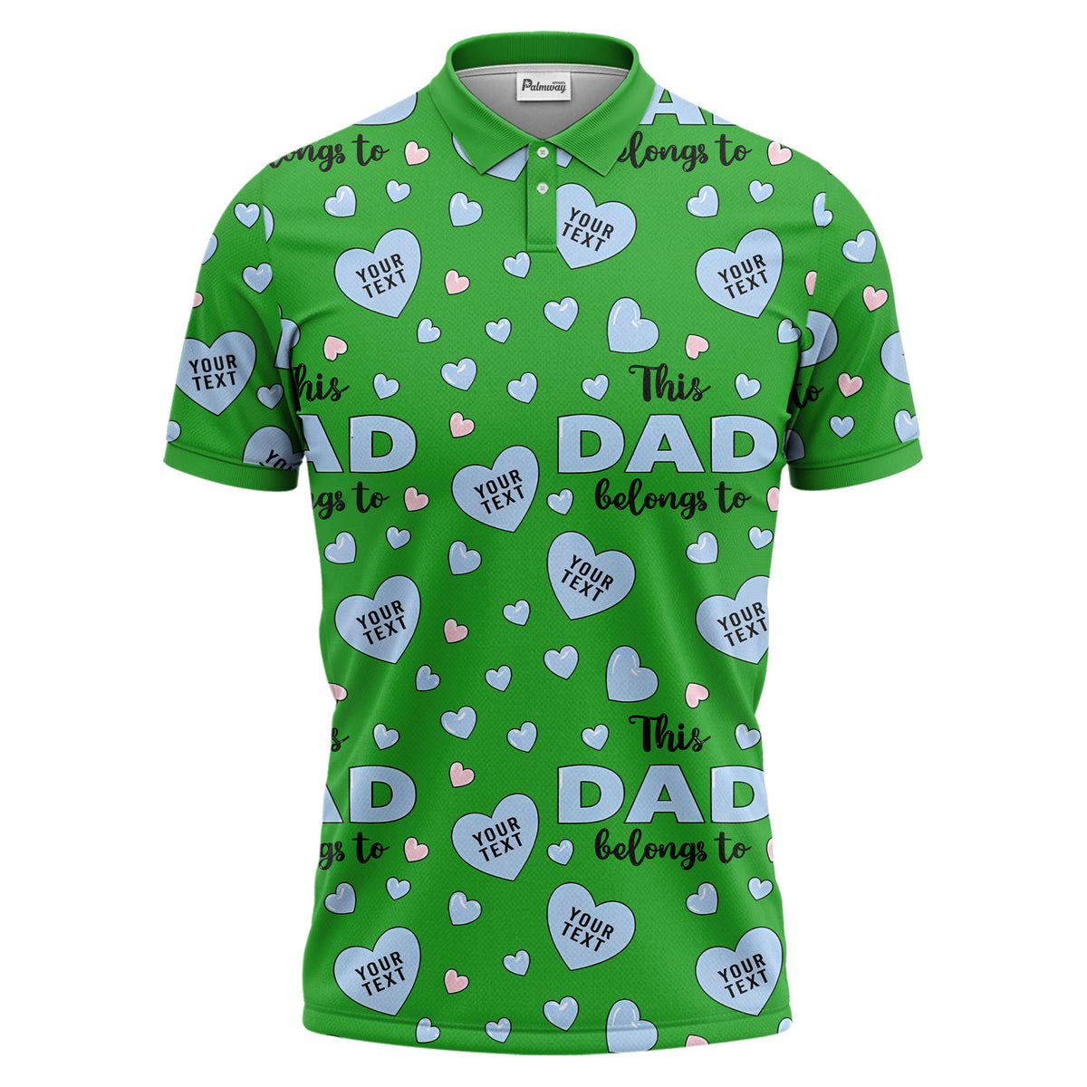 customizable hearts & text father's day all over print polo shirt for men
