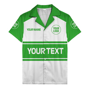 customizable text & logo horizontal stripe bowling hawaiian shirt