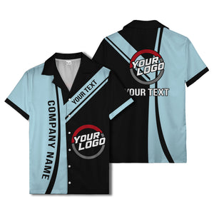 diagonal stripe custom logo company name hawaiian shirt for teams