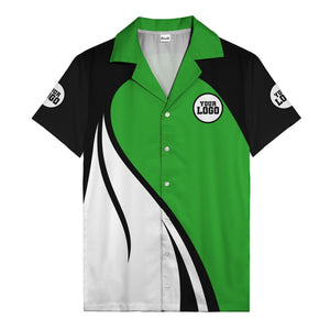 diagonal stripe custom logo retro bowling hawaiian shirt