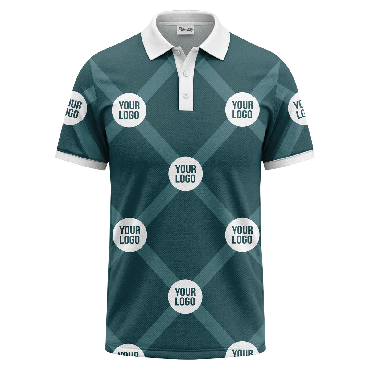 diagonal stripes & repeating custom logo polo shirt for men