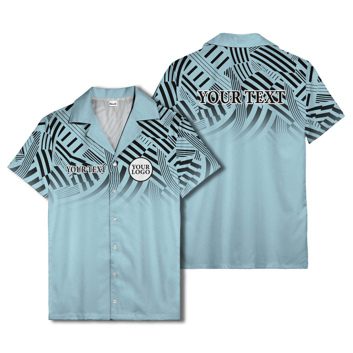 geometric waves & stripes abstract hawaiian shirt for men