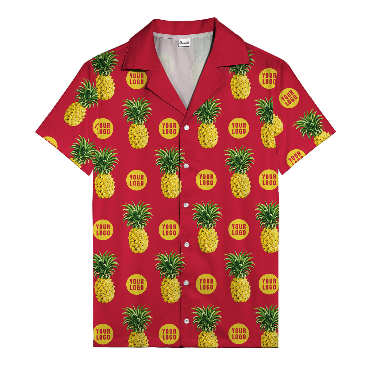 golden pineapple repeat & custom logo circles black hawaiian shirt