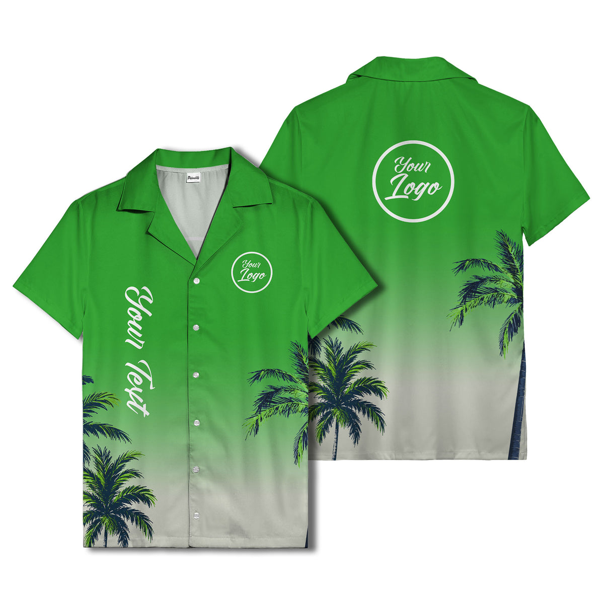 gradient palm tree silhouettes custom text hawaiian shirt for men