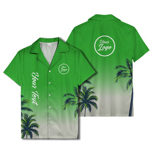 gradient palm tree silhouettes custom text hawaiian shirt for men