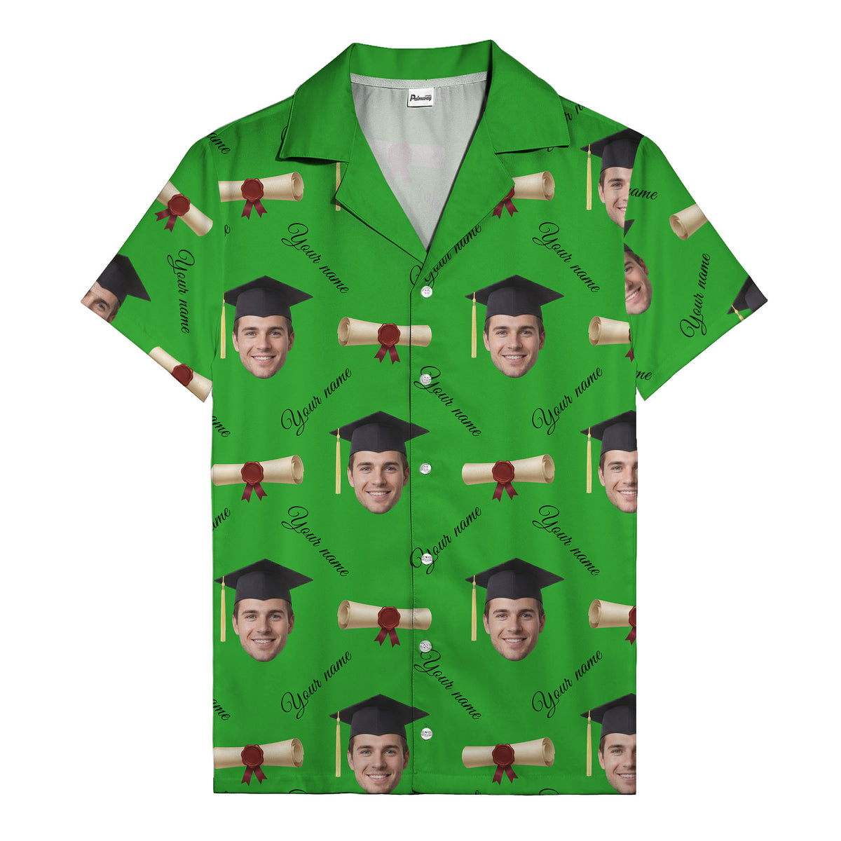 graduation caps diplomas & custom faces hawaiian shirt