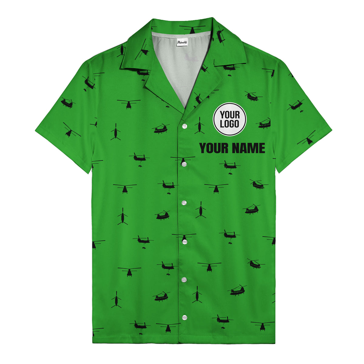 helicopter silhouette repeat military graphic hawaiian shirt for men
