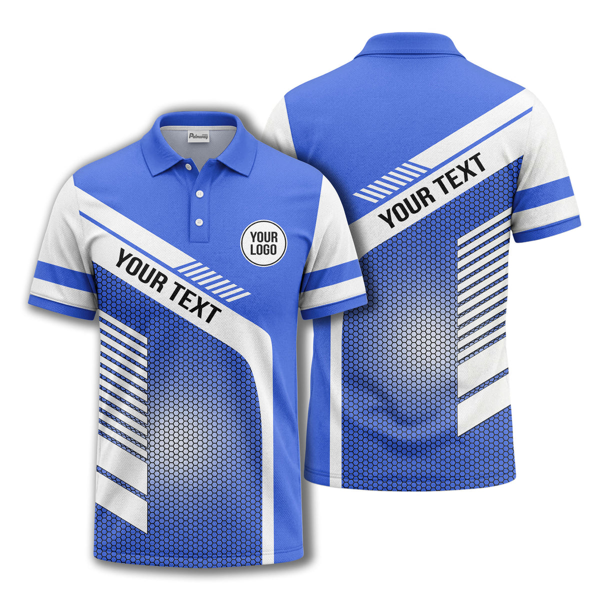 hexagon diagonal stripe geometric custom logo modern polo shirt
