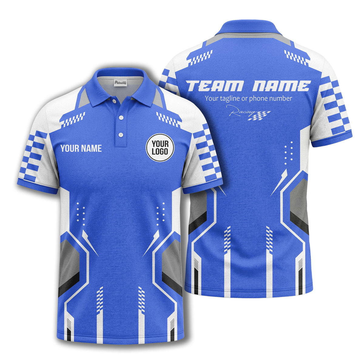 hexagonal checkerboard dots & lines modern geometric polo shirt