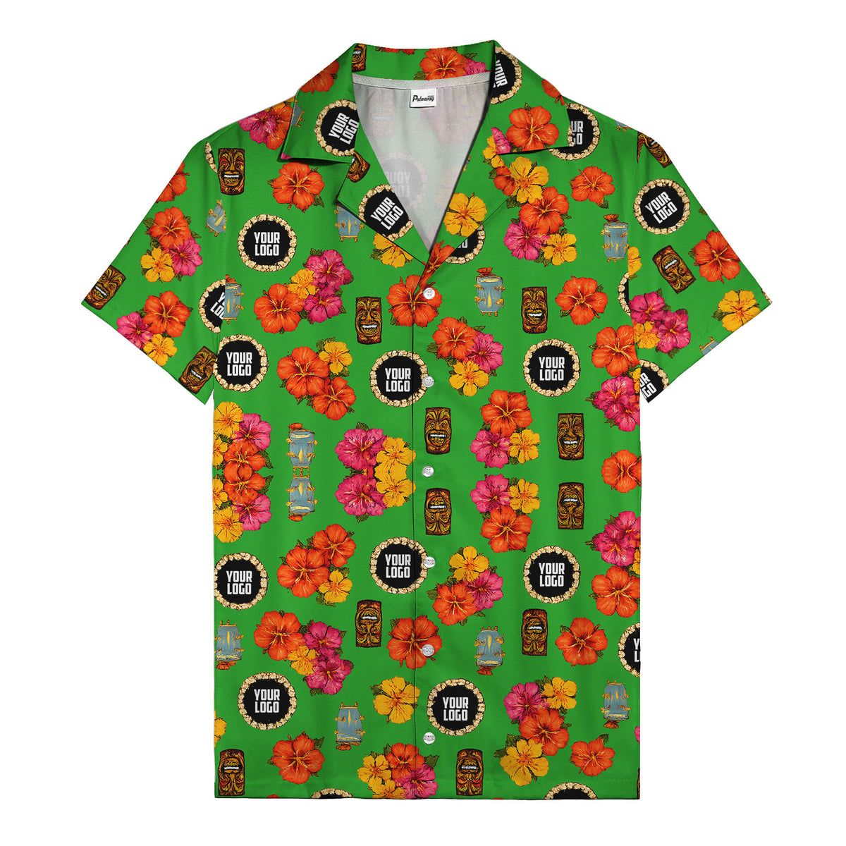 hibiscus & tiki masks all-over print hawaiian shirt for beach getaway