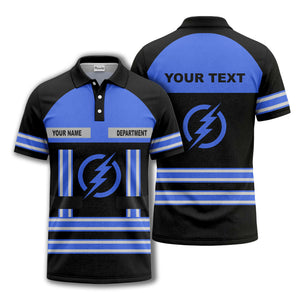 lightning bolt emblem & stripes corporate polo shirt