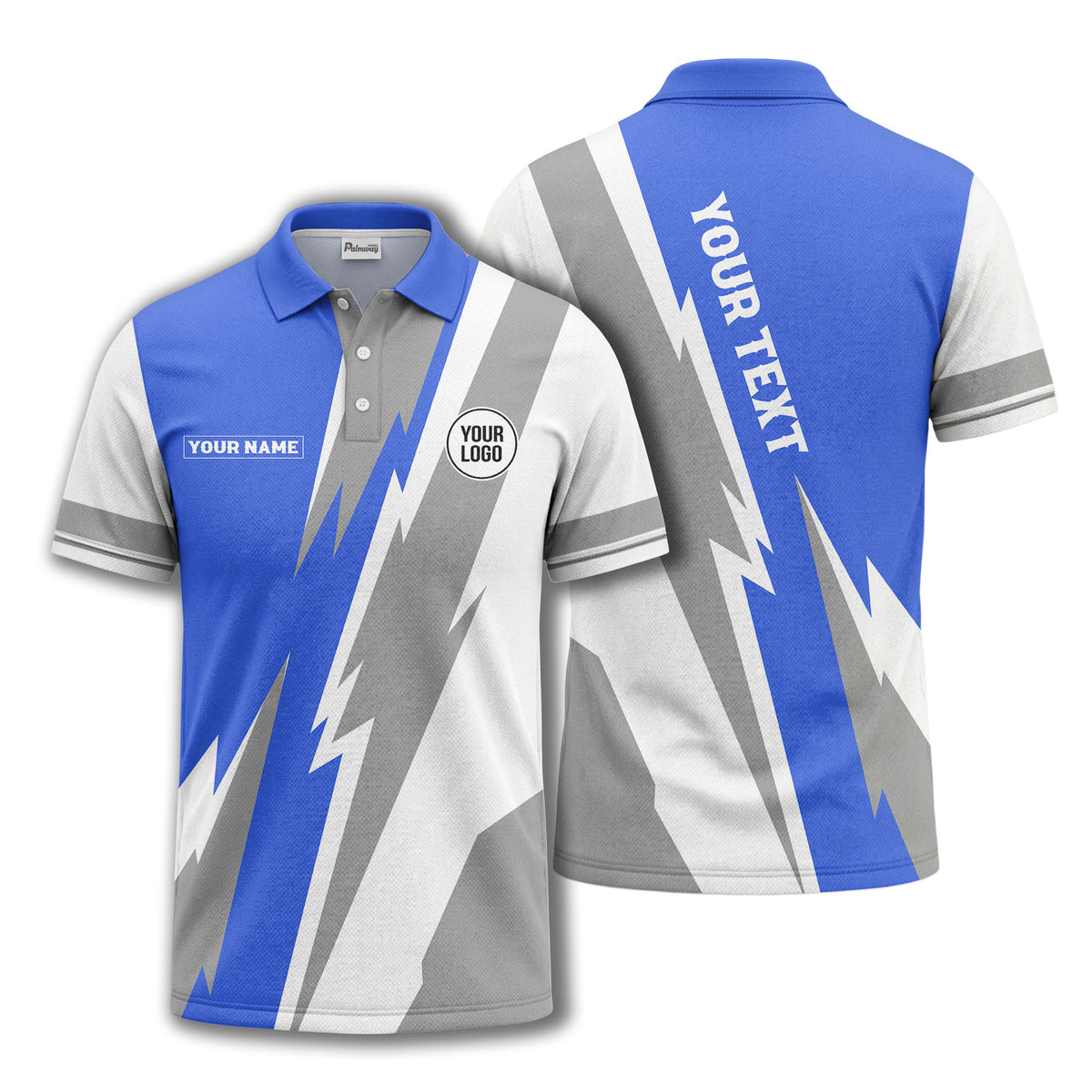 lightning bolt & geometric stripes polo shirt for men