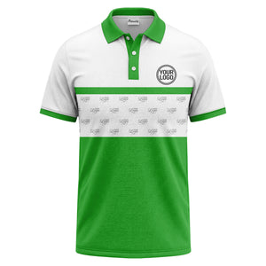 monochrome custom logo repeat stripe polo shirt for men