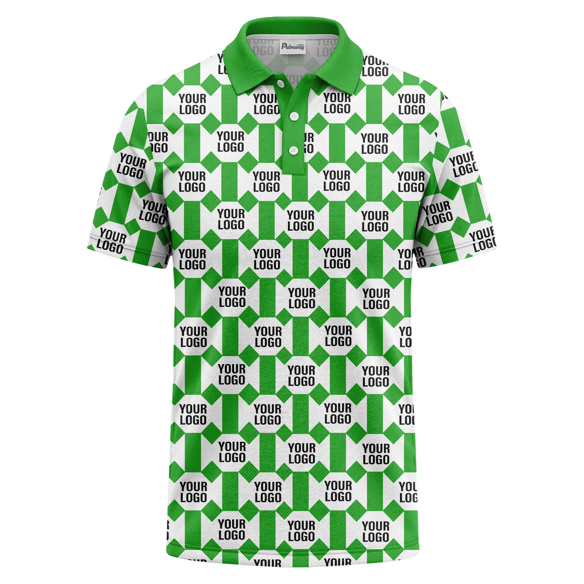 monochrome hexagon repeat custom logo geometric polo shirt for men