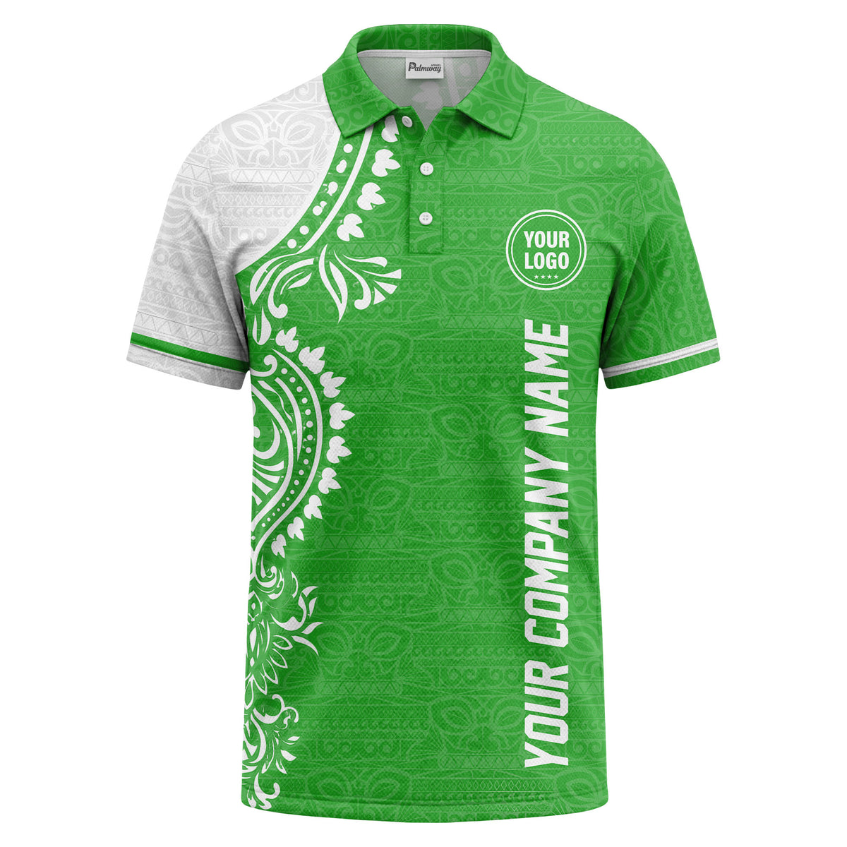 polynesian tribal floral motif black white polo shirt