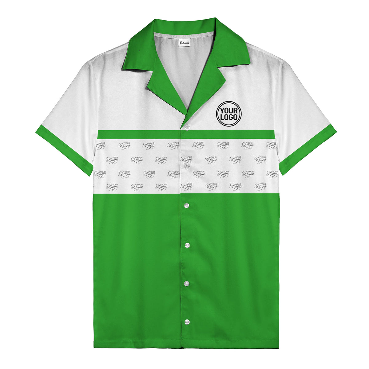 retro bowling custom logo repeat hawaiian shirt for men