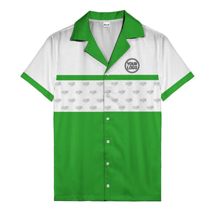 retro bowling custom logo repeat hawaiian shirt for men