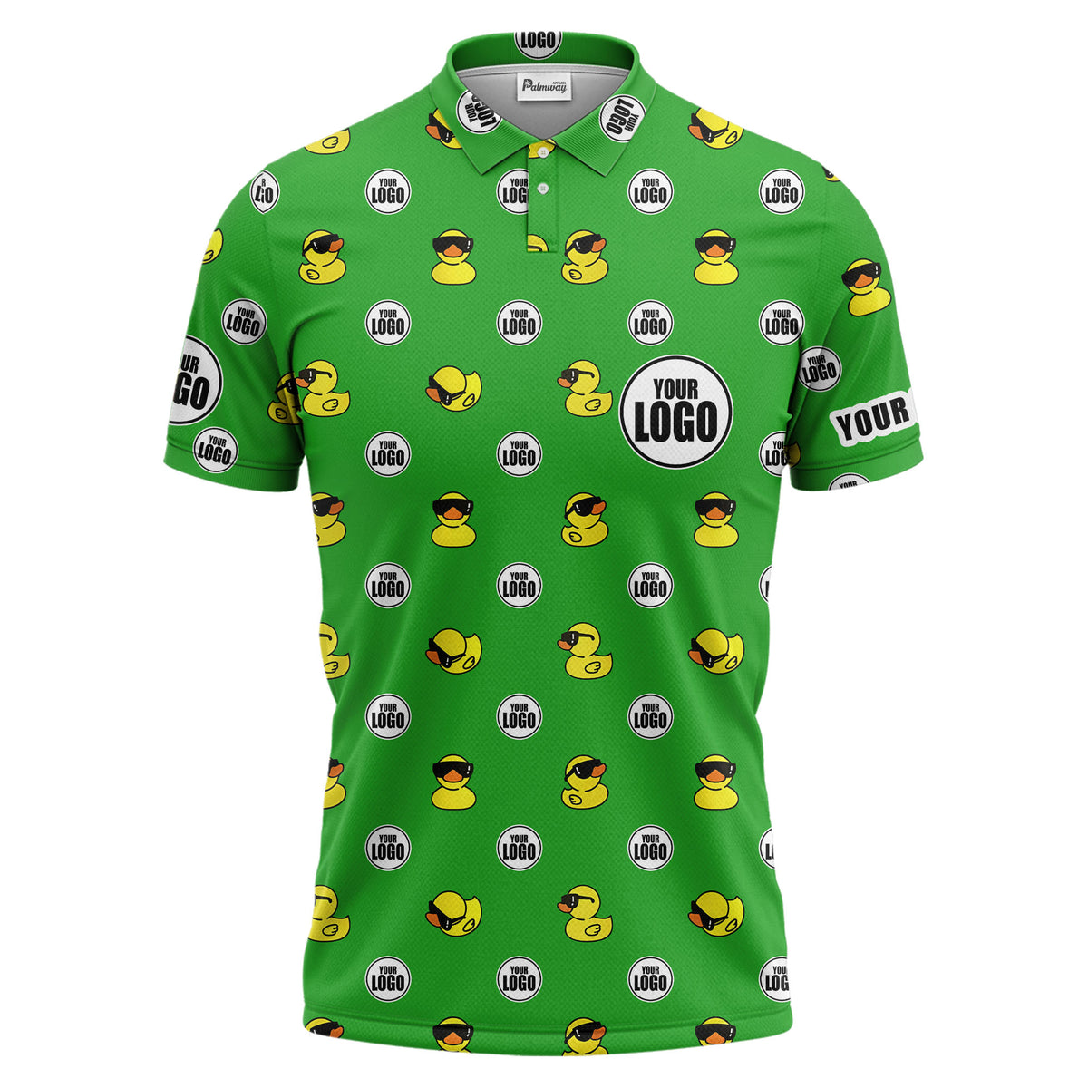 rubber duck repeat cartoon pattern custom logo black polo shirt for men