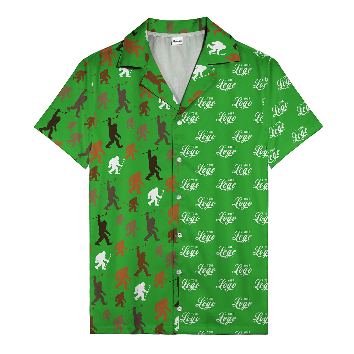 sasquatch golfers swinging clubs cartoon black hawaiian shirt for men