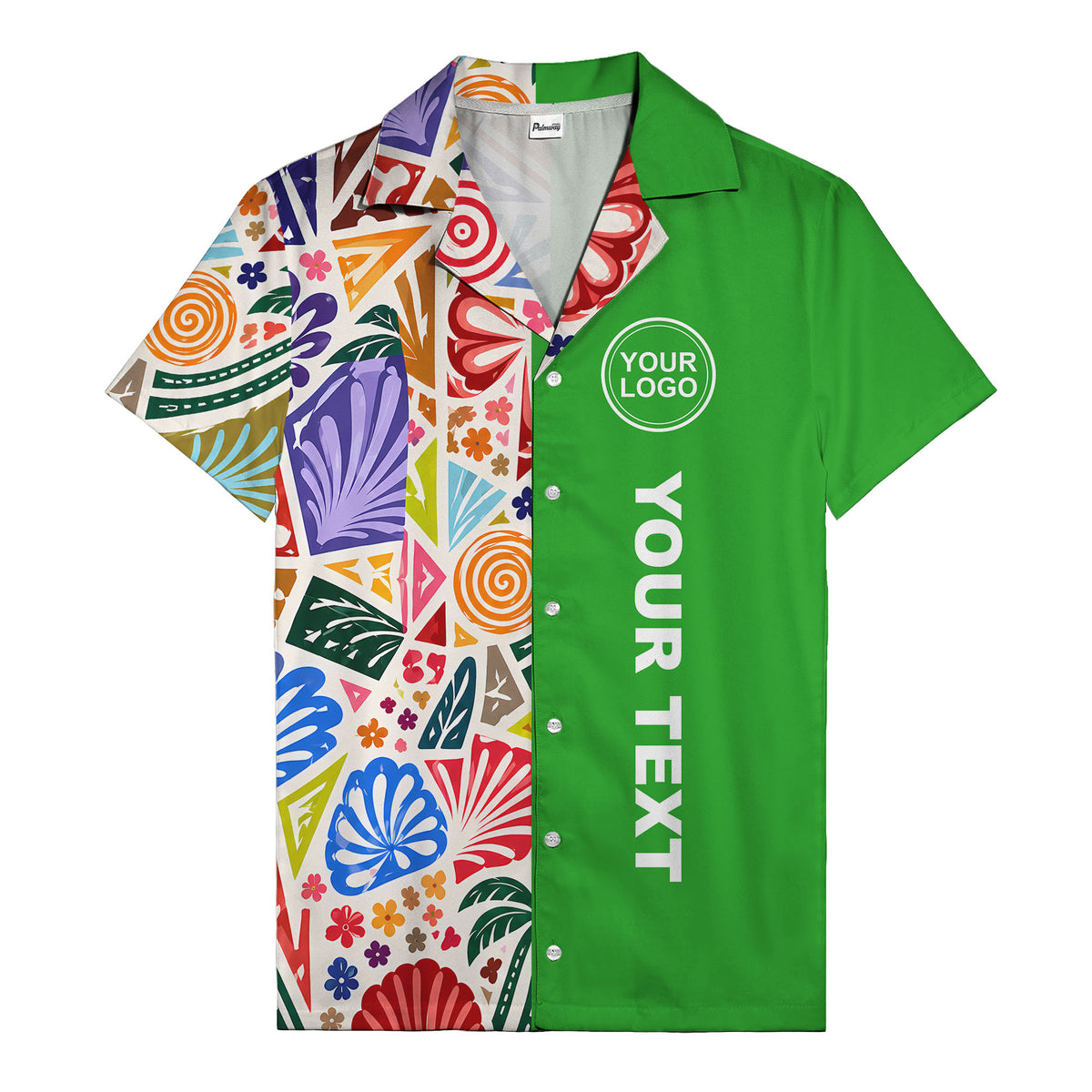spiral motifs palm leaves hibiscus geometric hawaiian shirt for men