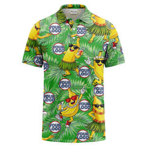 sunglass bananas luau palm leaves polo shirt for men