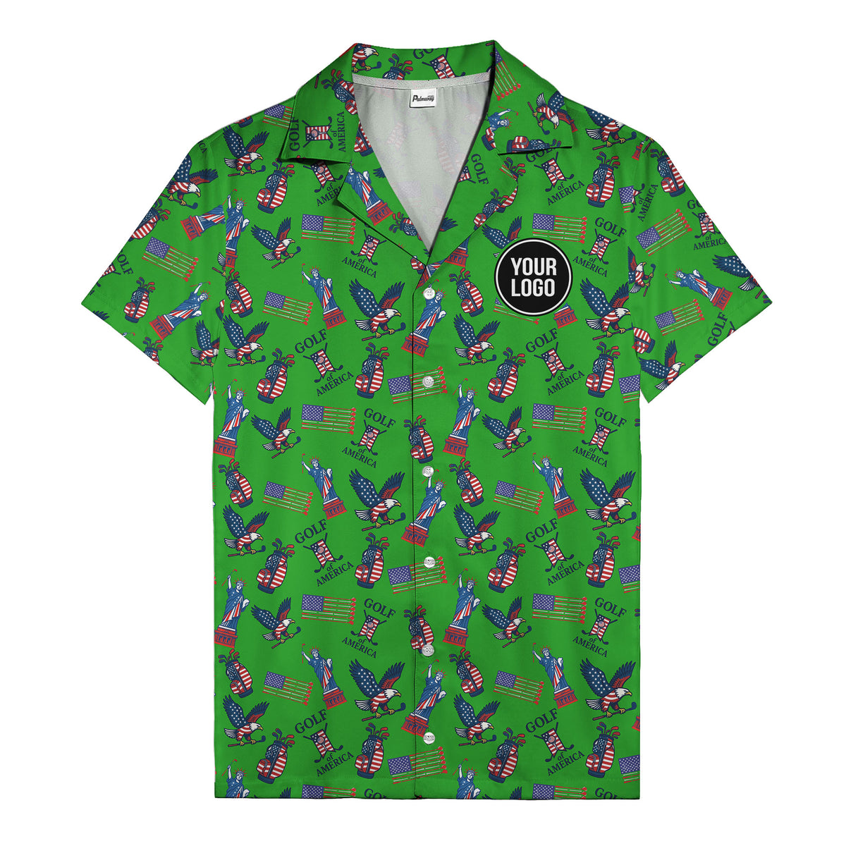 vintage 50s bald eagles & statue of liberty golf hawaiian shirt