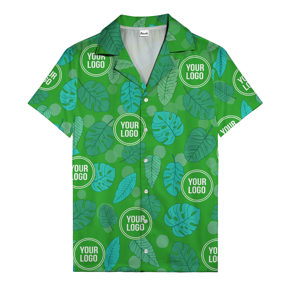 watercolor monstera leaf repeat & signature logo hawaiian shirt
