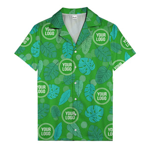 watercolor monstera leaf repeat & signature logo hawaiian shirt