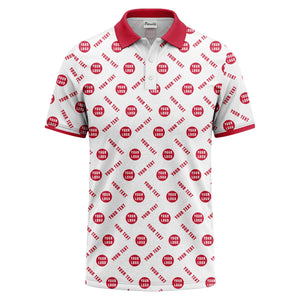 your name & logo repeat pattern all over print custom polo shirt