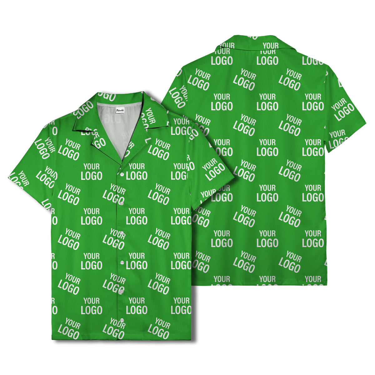 Custom Logo Pattern All-Over Print Short Sleeve Hawaiian Shirt - Personalized Restaurant & Cafe Uniform Button Down Shirt