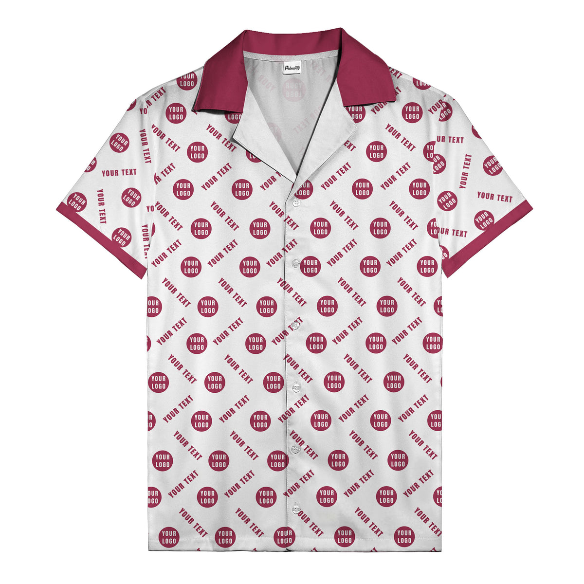 black custom logo circles text white hawaiian shirt