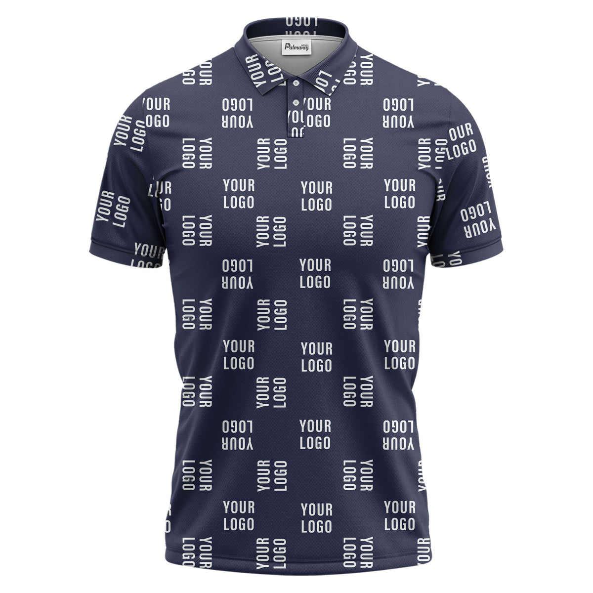 black repeat custom logo text pattern polo shirt for men