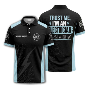 circuit board lightning bolt graphic modern tech polo shirt