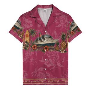 cruise ship surfboard pineapple palm hibiscus hawaiian shirt