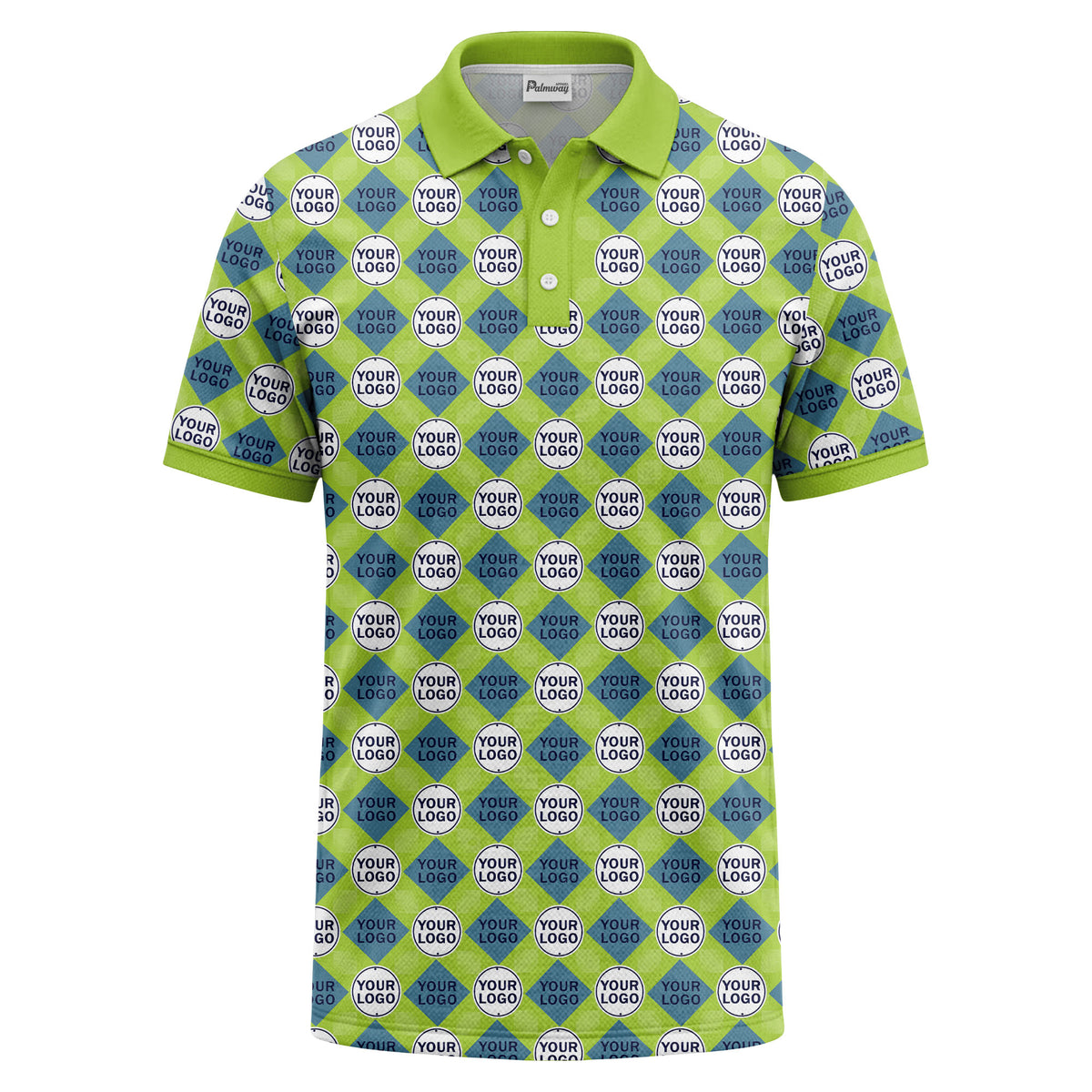 custom diamond grid circular logos polo shirt for men