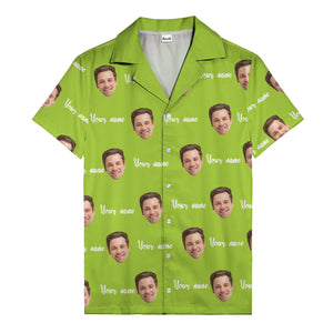 custom face portrait & personalized text repeat hawaiian shirt