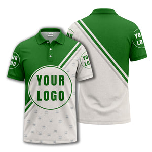 custom logo circles & diagonal stripes all over print polo shirt